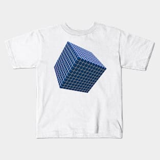 Design element cube with blue and white squares. Kids T-Shirt